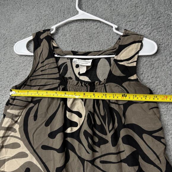 Leina'ala Tank Top Women's XS Gray and Black Hawaiian Floral Blouse - Picture 4 of 7